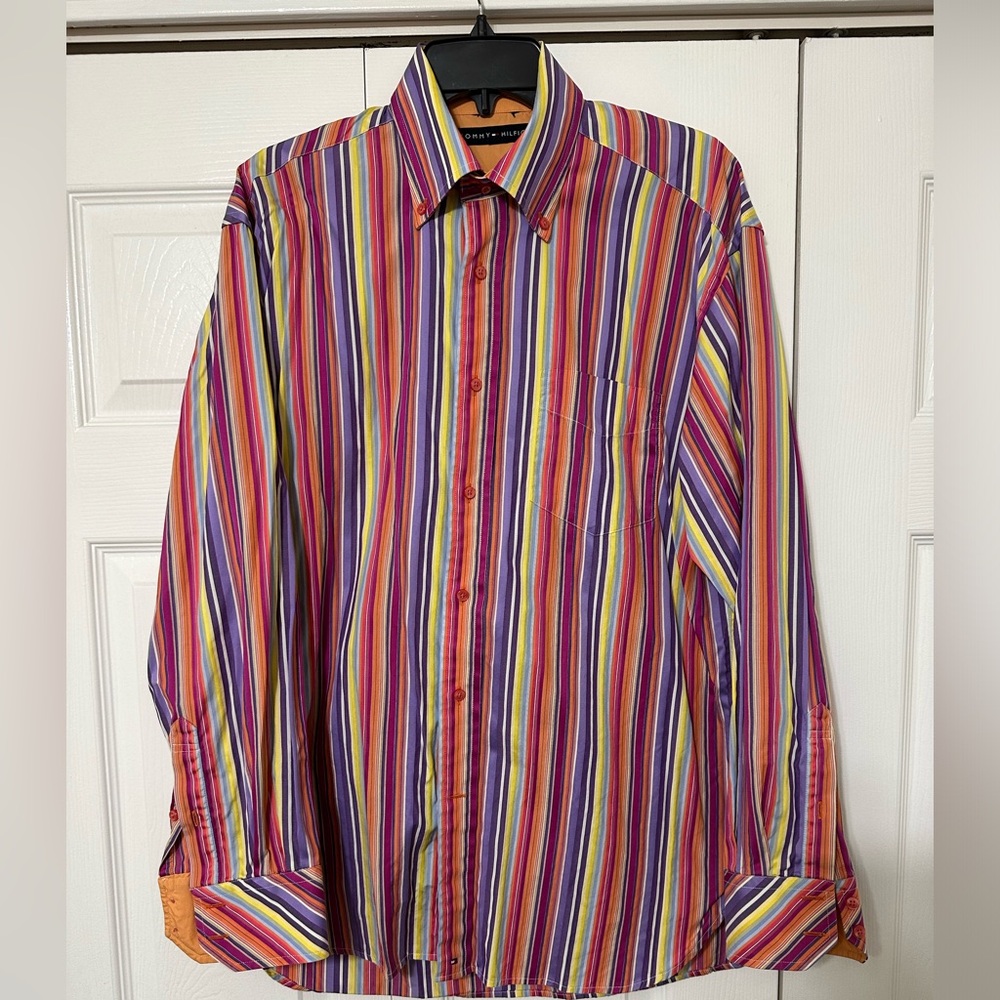 Tommy Hilfiger multi-color striped shirt.  Medium, excellent condition